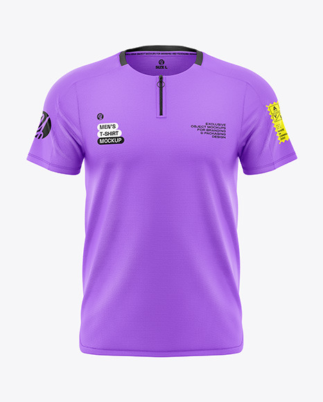 Quarter Zip Men&#039;s T-Shirt Mockup - Front View