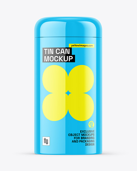 Glossy Tin Can Mockup