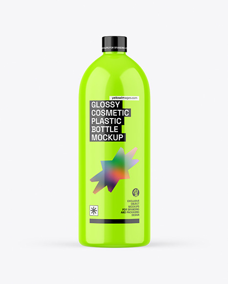 Glossy Cosmetic Plastic Bottle Mockup