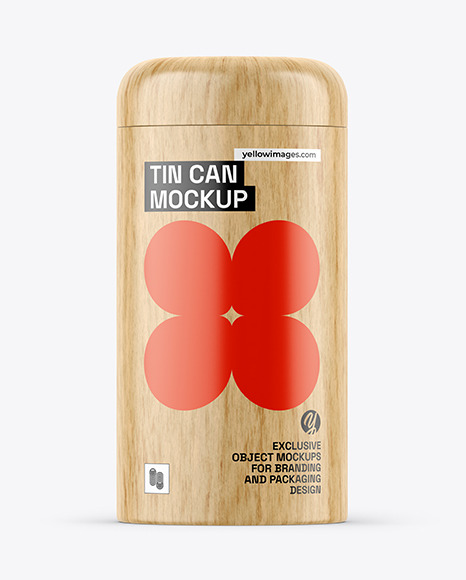 Light Wood Tin Can Mockup