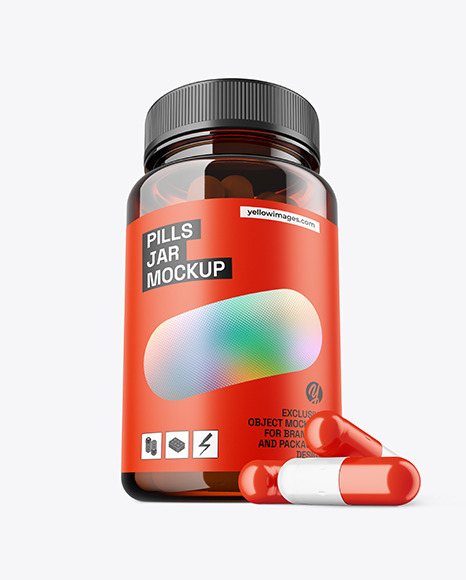 Amber Pills Jar Mockup