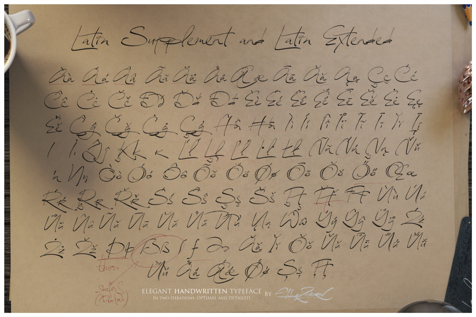 Reissfeder: Elegant Handwritten Font in 2 Options: Optimal and Detailed