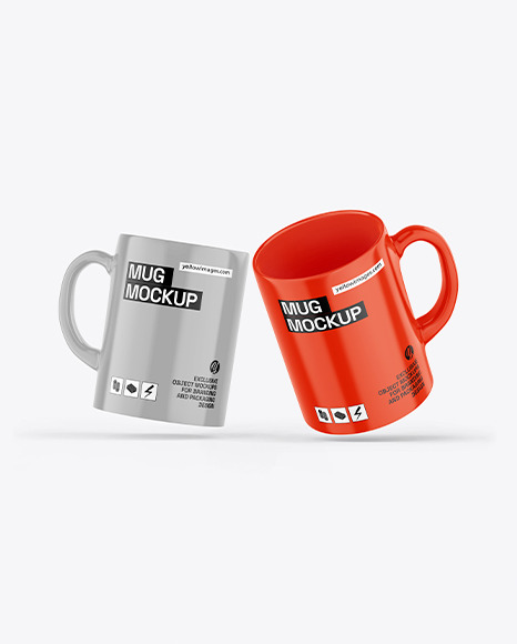 Two Glossy Mugs Mockup