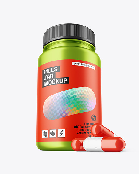 Metallic Pills Jar Mockup