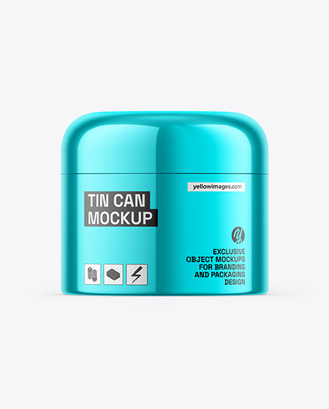 Glossy Metallic Tin Can Mockup