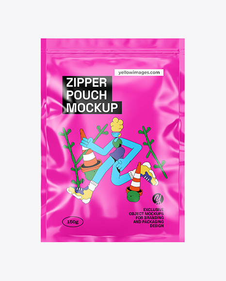 Glossy Pouch with Zipper Mockup