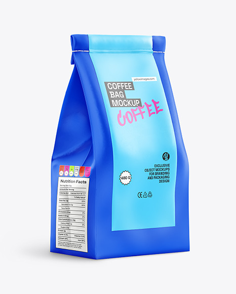 Matte Coffee Bag Mockup - Half Side View