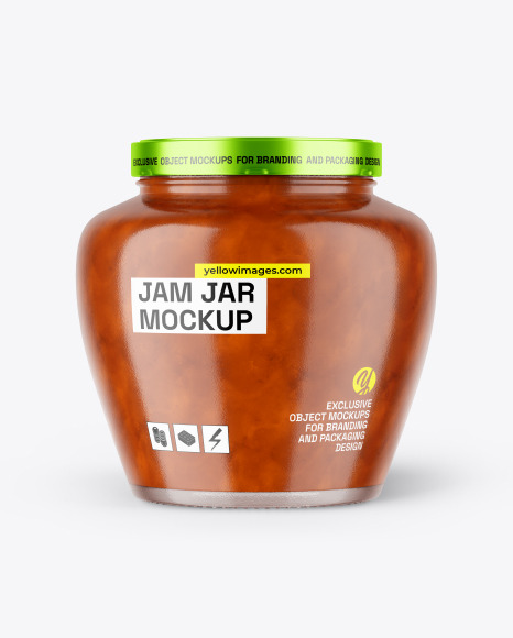 Glass Jar With Apple Jam Mockup