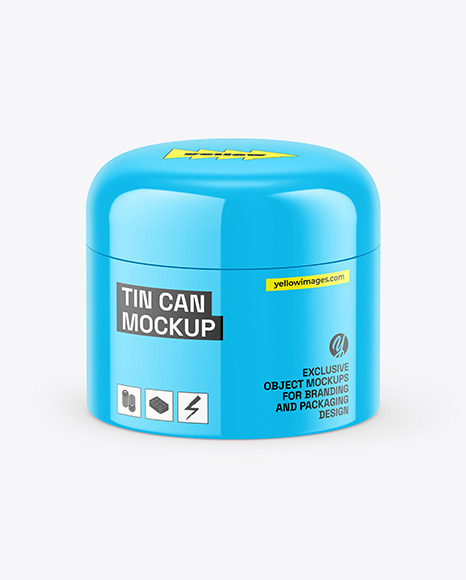 Glossy Tin Can Mockup