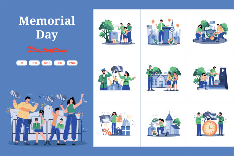 M718_Memorial Day Illustration Pack