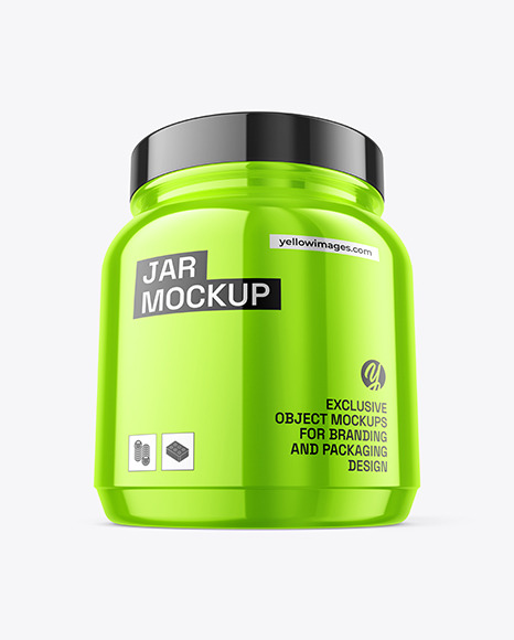 Glossy Metallic Protein Jar Mockup