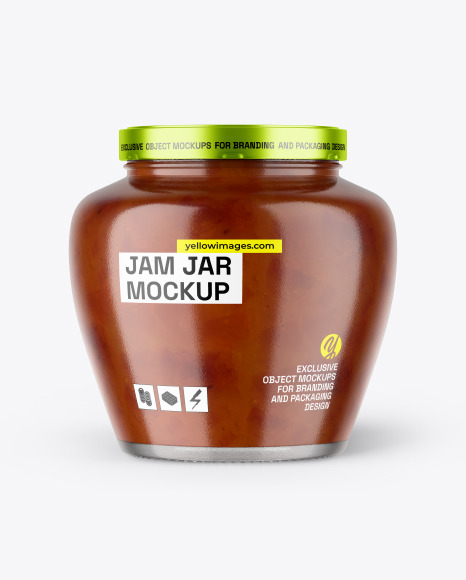 Glass Jar With Peach Jam Mockup