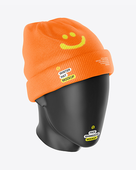 Winter Hat Mockup - Right Half Side View