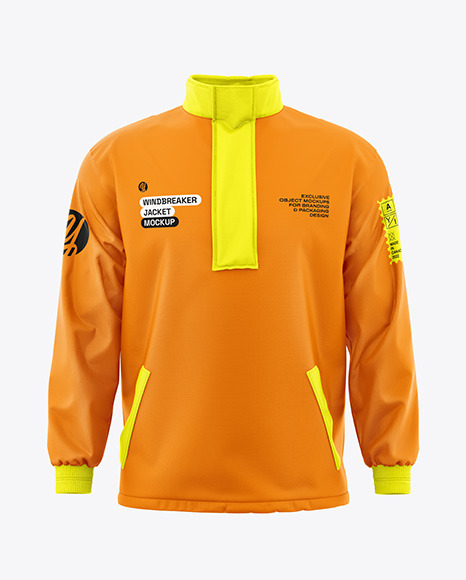 Men&#039;s Quarter Zip Windbreaker Jacket Mockup - Front View