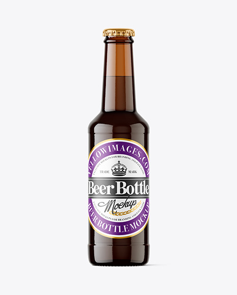 Amber Glass Beer Bottle Mockup