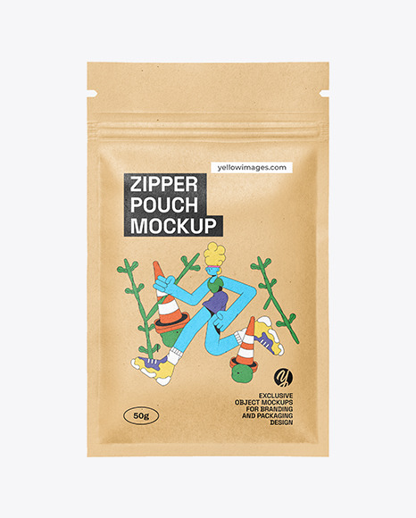 Kraft Pouch with Zipper Mockup
