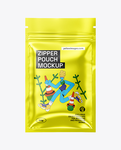 Metallic Pouch with Zipper Mockup