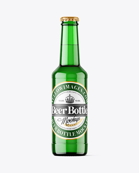 Green Glass Beer Bottle Mockup