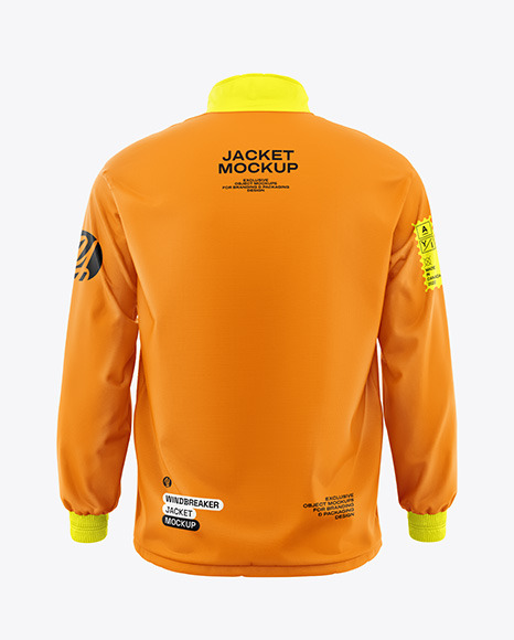 Men&#039;s Quarter Zip Windbreaker Jacket Mockup - Back View