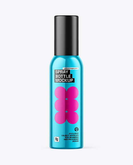 Glossy Metallic Spray Bottle Mockup