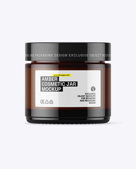 Dark Amber Glass Cosmetic Jar Mockup