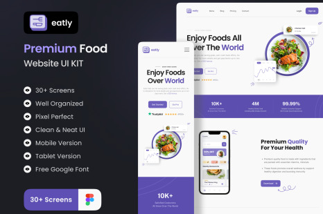 Eatly - Food Delivery Landing Page &amp; Web UI KIT
