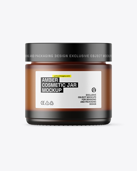 Amber Frosted Glass Cosmetic Jar Mockup