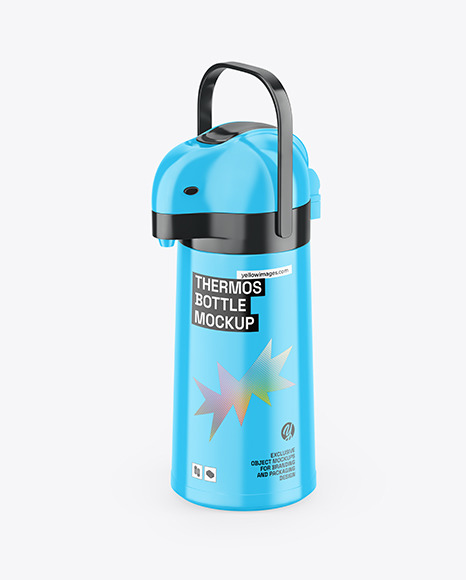Glossy Thermos Bottle Mockup