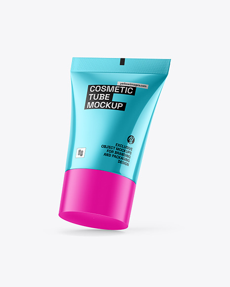 Glossy Metallic Cosmetic Tube Mockup