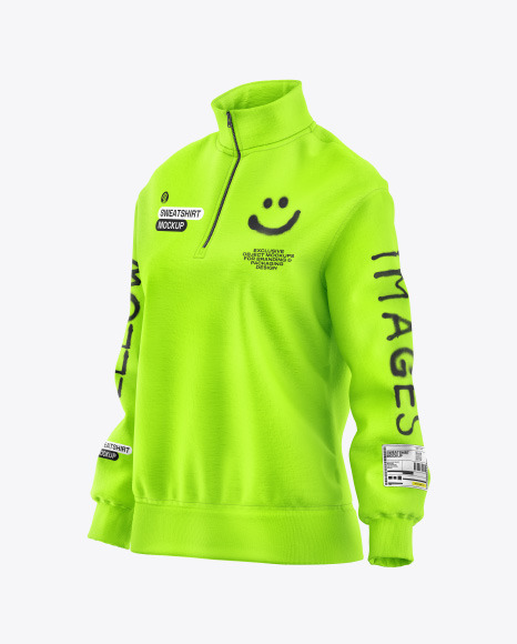 Women&#039;s Quarter Zip Sweatshirt Mockup