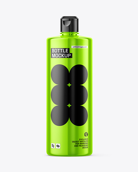 Glossy Metallic Bottle Mockup