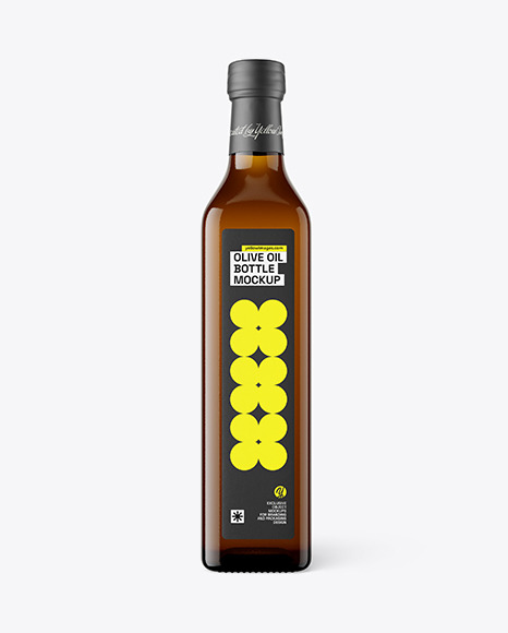 Amber Glass Olive Oil Bottle Mockup
