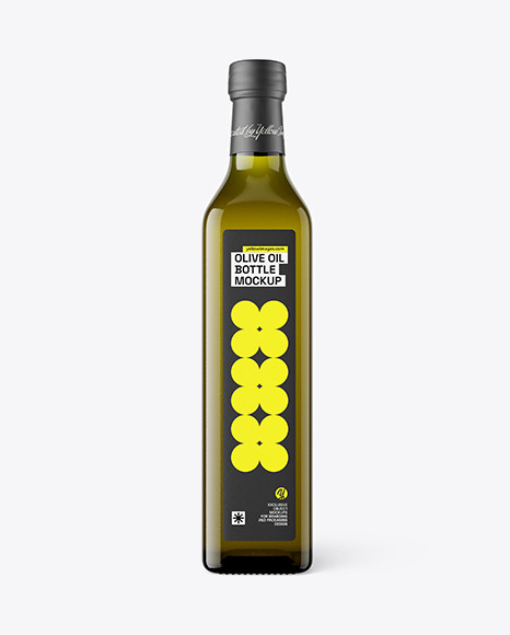 Green Glass Olive Oil Bottle Mockup