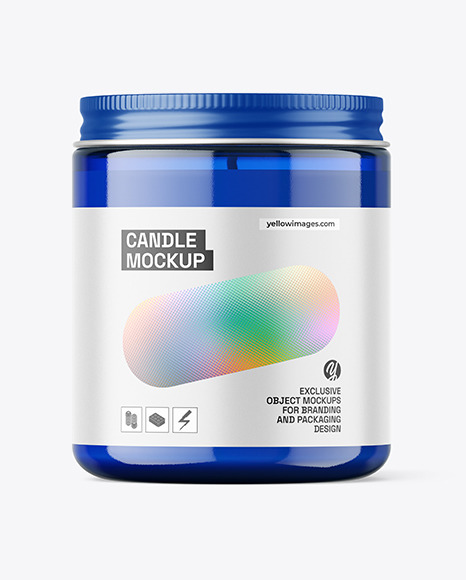 Blue Glass Candle Mockup