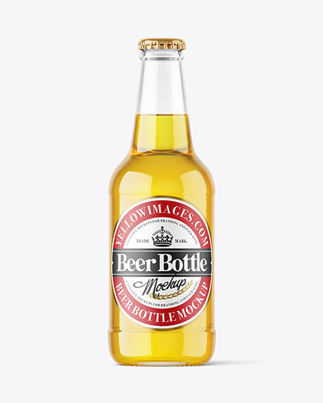 Clear Glass Beer Bottle Mockup
