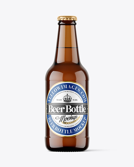 Amber Glass Beer Bottle Mockup