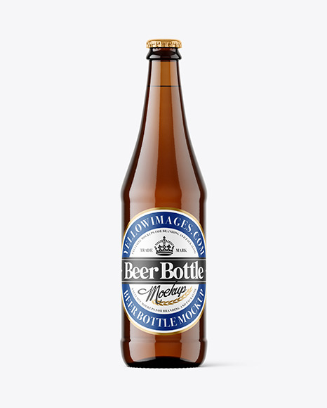Amber Glass Beer Bottle Mockup