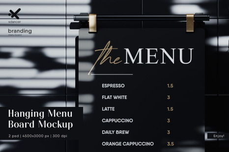 Hanging Menu Board Mockup