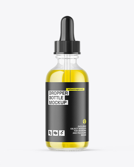 Clear Glass Dropper Bottle with Oil Mockup
