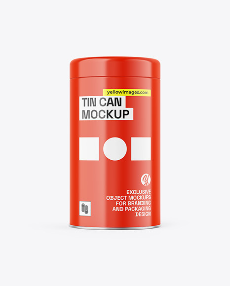 Glossy Tin Can Mockup
