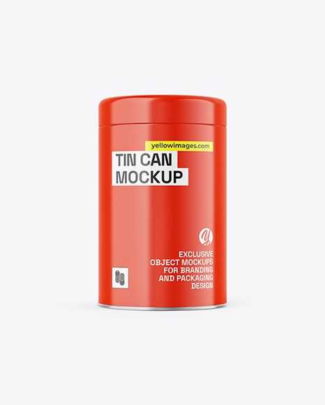 Glossy Tin Can Mockup