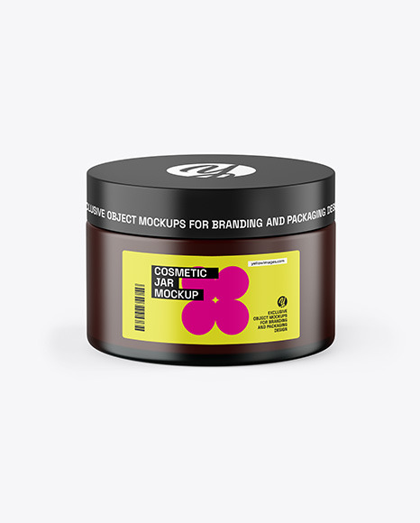 Frosted Amber Glass Cosmetic Jar Mockup