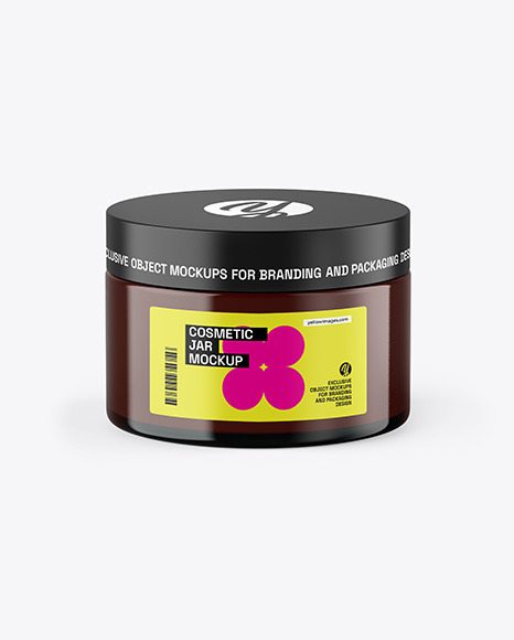 Amber Glass Cosmetic Jar Mockup