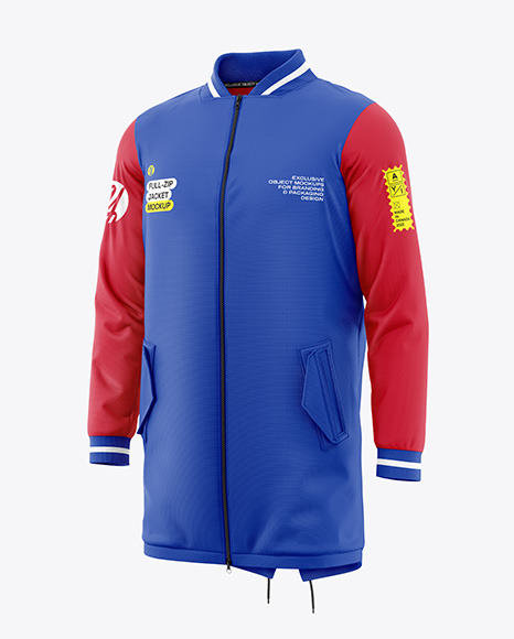 Men&#039;s Full-Zip Jacket Mockup - Half Side View