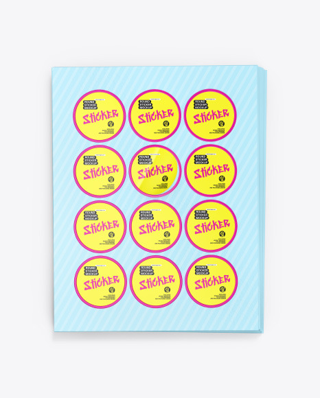 Sheets with Round Stickers Mockup