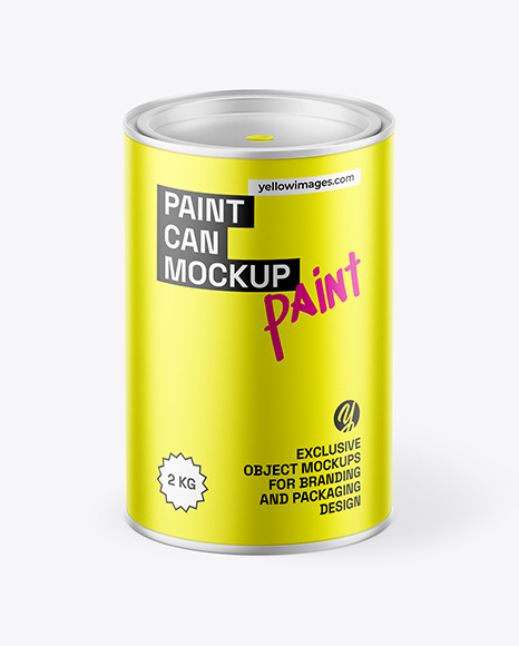 Matte Metallic Paint Can Mockup