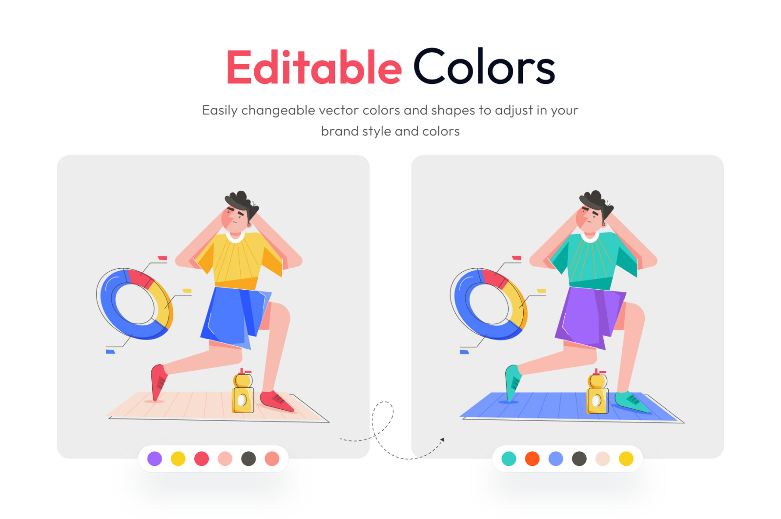 Animated Fitness Illustration Set on Yellow Images Creative Store