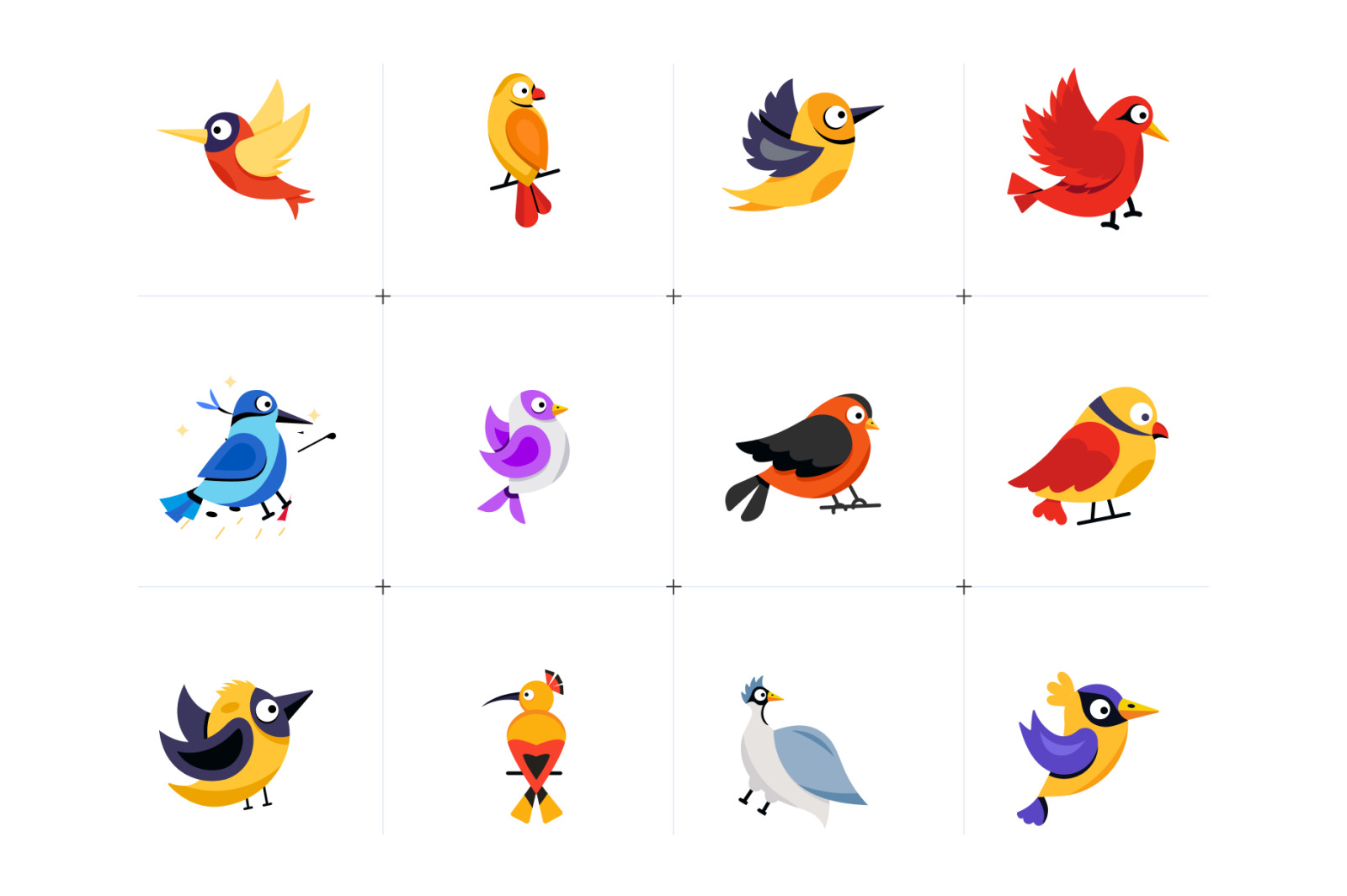Animated Bird Stickers on Yellow Images Creative Store