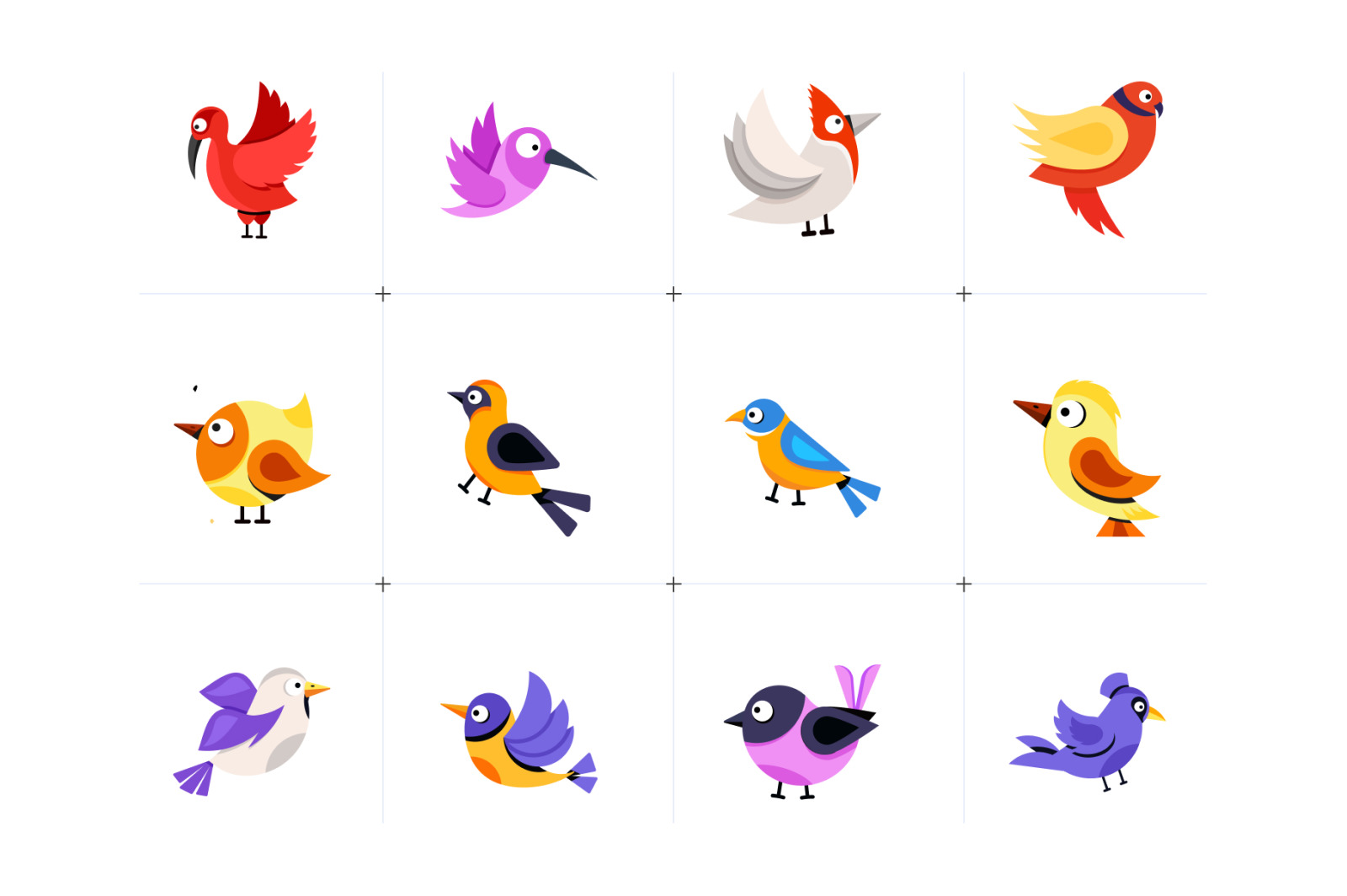 Animated Bird Stickers on Yellow Images Creative Store