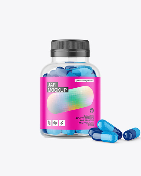 Clear Jar with Capsules Mockup